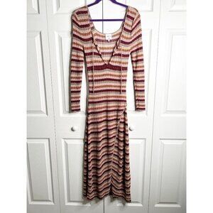 MISA Los Angeles Delfina Metallic Striped Long Sleeve Dress Women's Size Medium